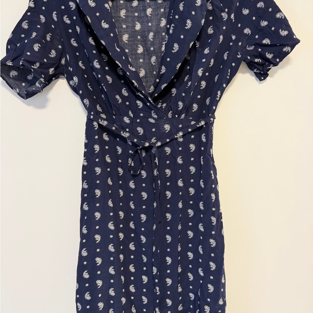 & Other Stories Dark Blue Paisley Midi Dress